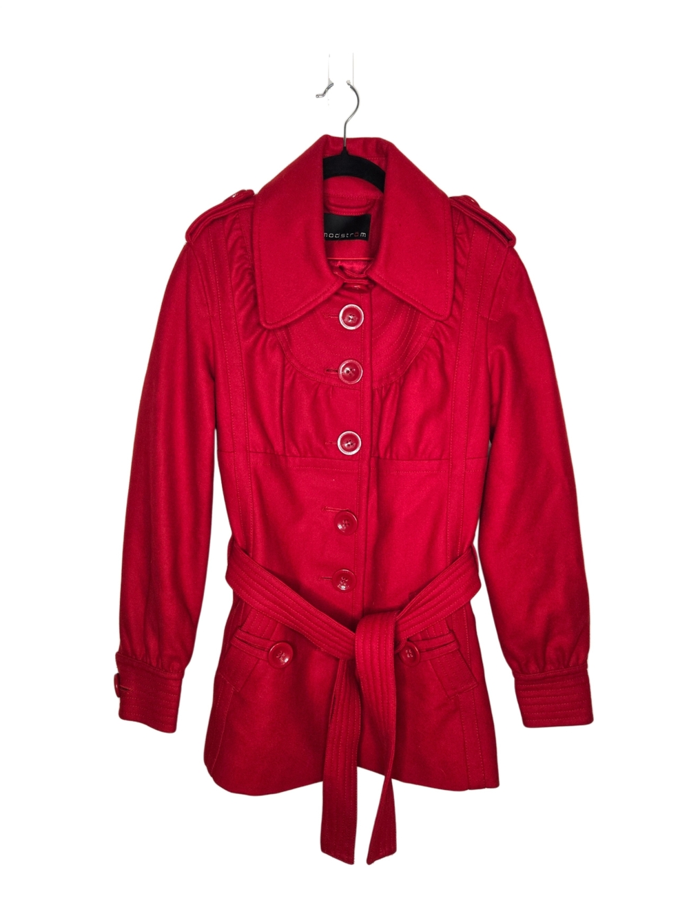 Y2k Red Belted Wool Blend Coat!